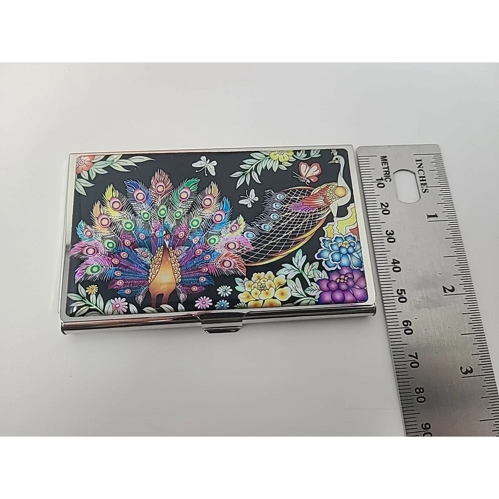 Antique Alive Mother Of Pearl Credit Card Case‎ Peacock